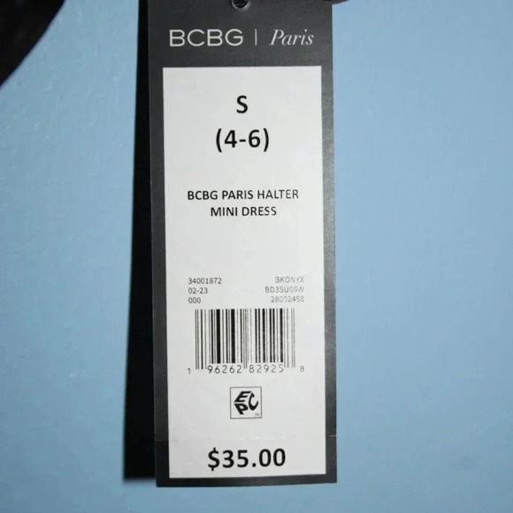 BCBG Paris Small Women's Black Glittery Halter Top Mini Dress NWT - Picture 6 of 16